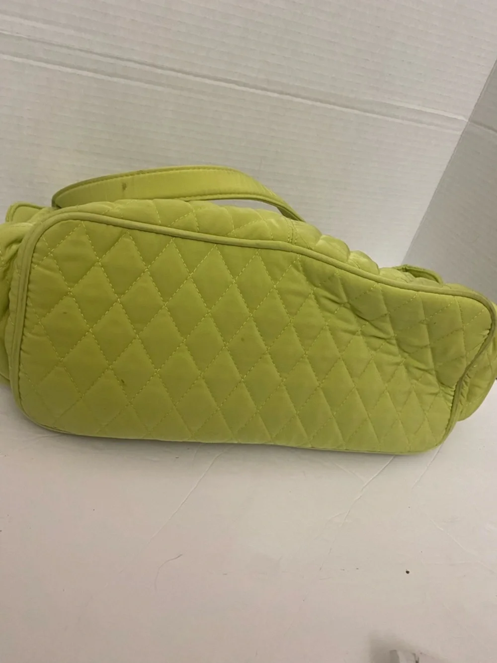 Vera Bradley Quilted Lime Green Satchel Shoulder Bag Retired